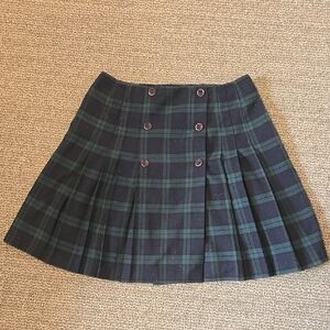 Vintage Plaid Green and Navy Skirt